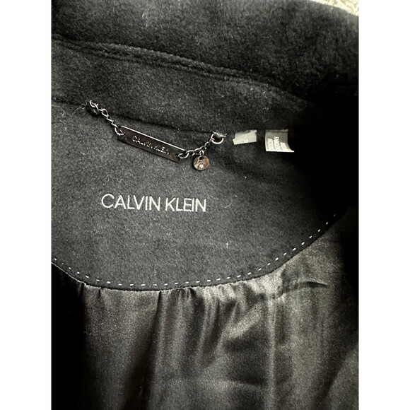 Calvin Klein Single Breasted Cashmere Wool Blend Reefer Coat Black Size 6 $400 - Picture 11 of 15